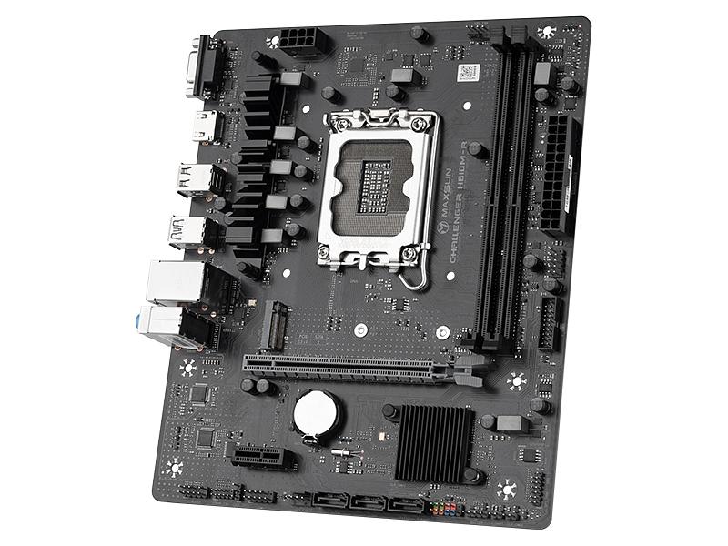 Материнская плата MAXSUN Challenger H610M-R, Socket1700, mATX, Retail, 2xDDR4, PCIe4.0, 1xM.2, GLAN, 6xUSB2, 4xUSB3, CPU TDP 65Вт, VGA, HDMI (MSCH-H610M-R) фото 2