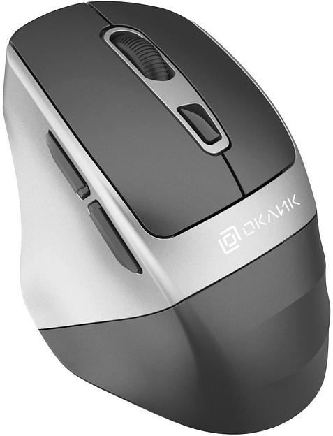 Мышь Оклик 516MW черный/серебристый оптическая (1600dpi) silent беспроводная BT/Radio USB для ноутбука (6but) фото 5