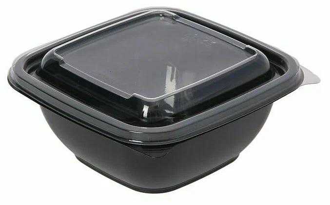 Одноразовая посуда Стиролпласт — Контейнер «К-1212-500» черный 500 мл ОПТ фото 1