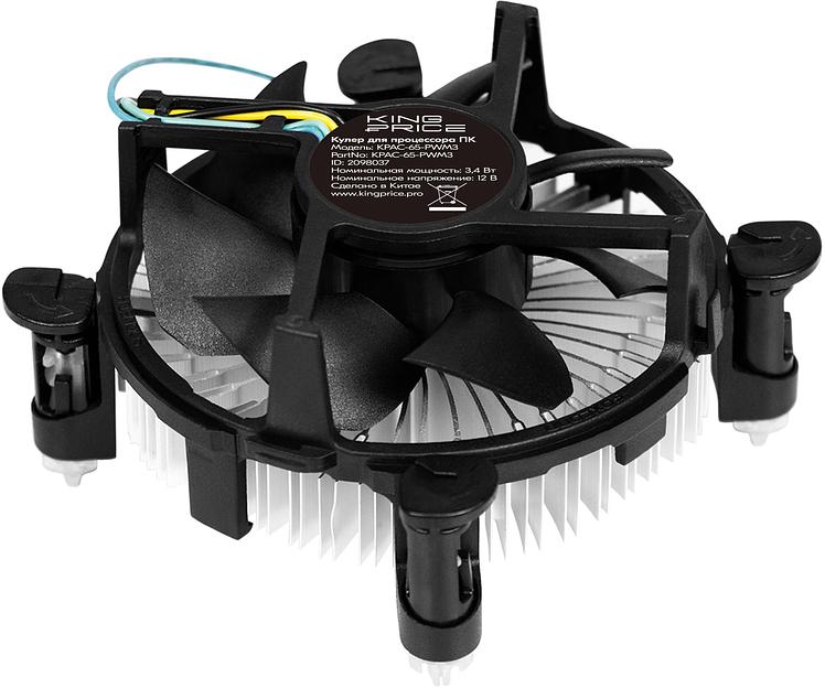 Устройство охлаждения(кулер) KingPrice KPAC-65-PWM3 92x92x25mm Soc-1200/1150/1151/1155 черный 4-pin 18-35dB Al 65W 140gr Ret фото 1