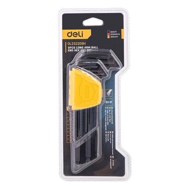 Ключи Deli Набор шестигранных ключей с шаром удлиненных Deli DL232209H 9 шт размеры 1,5,2,2,5,3,4,5,6,8,10мм, пластиковый держатель фото 4