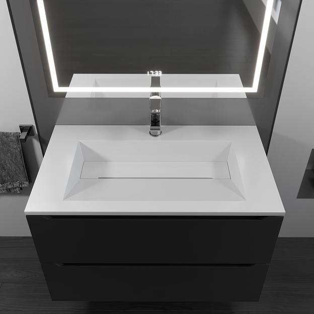 Тумба с раковиной для ванной Uperwood Tanos-Next 80 см, подвесная, черная матовая фото 2