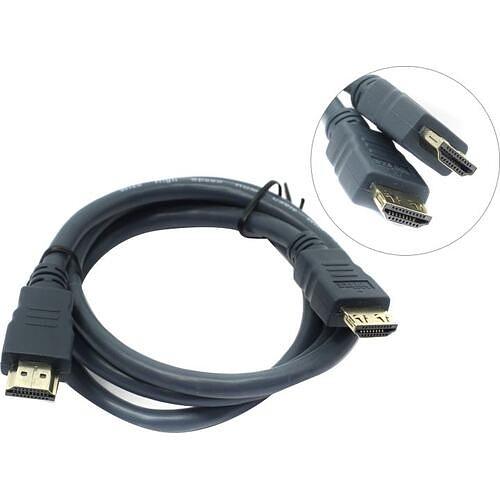 Wize CP-HM-HM-1M Кабель HDMI,1 м, v.2.0, K-Lock, soft cable, 19M/19M, позол.разъемы, экран, темно-серый, пакет фото 1