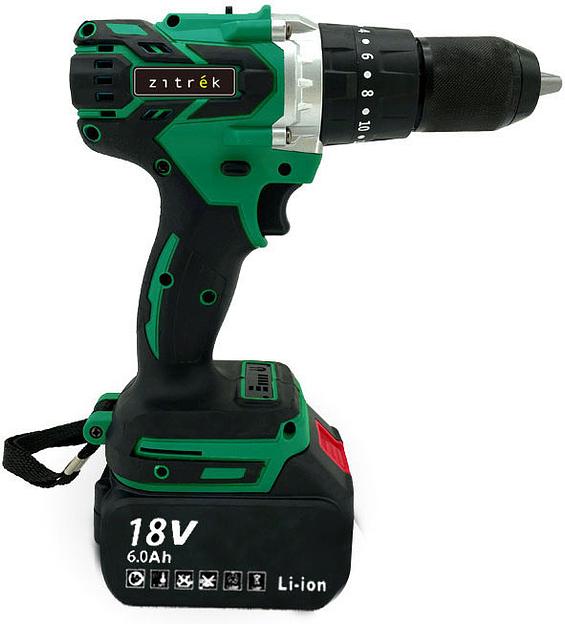 Дрель-шуруповерт аккумуляторная ударная Zitrek Green Impact 18V { 18В, Li-ion 2x6.0Ач }[063-4046] фото 4