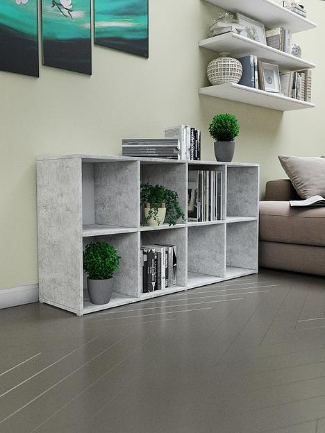 Стеллаж универсальный 8-секционный Wood&Stone «Малави» 320 цемент светлый 136×34.5×69.3 см фото 5