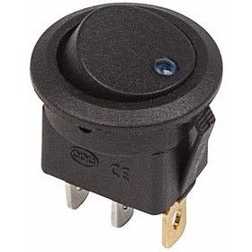 Rexant 36-2581 Выключатель клавишный круглый 12V 16А (3с) ON-OFF черный с синей подсветкой фото 1