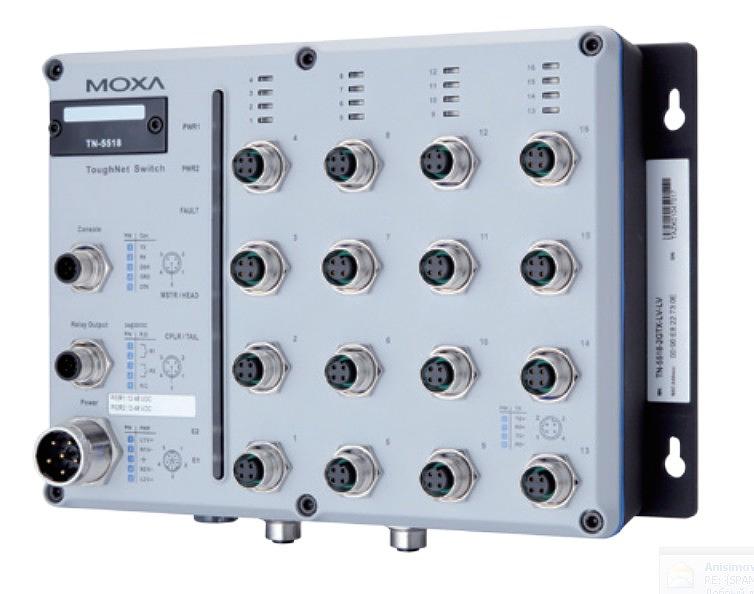 16-портовый коммутатор 10/100BaseT(X), разъем M12, два входа питания (12/24/36/48 В пост и 70~275 В пост/перем) фото 1