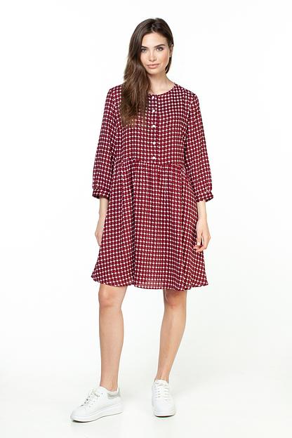 Платье штапель  5917/14/Бордовый, белый  фото 5