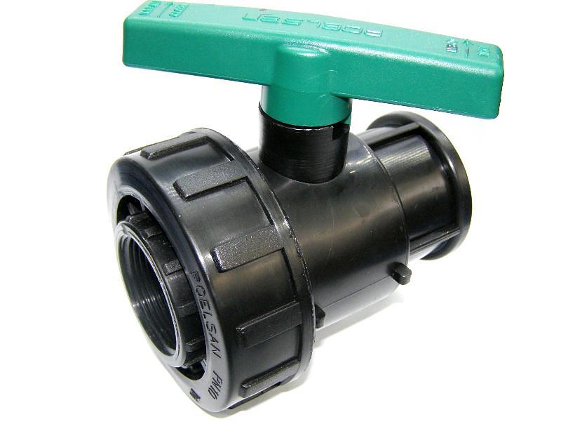 Кран шаровый ПНД 1 1/4x1 1/4 внутр/внутр резьба компрессионный фото 1