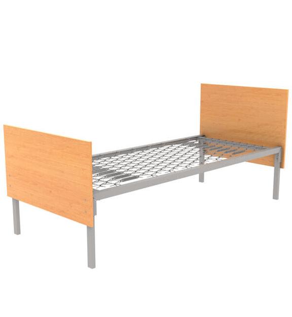 Кровать металлическая одноярусная, для рабочих и строителей, со вставками из ЛДСП, 1932х840х710/860 мм фото 1