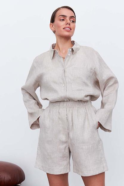 Рубашка короткая  S021_LBGE/Светло-бежевый  фото 9