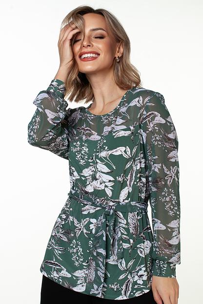 Блузка женская  4021-24/13/Зеленый, белый  фото 2