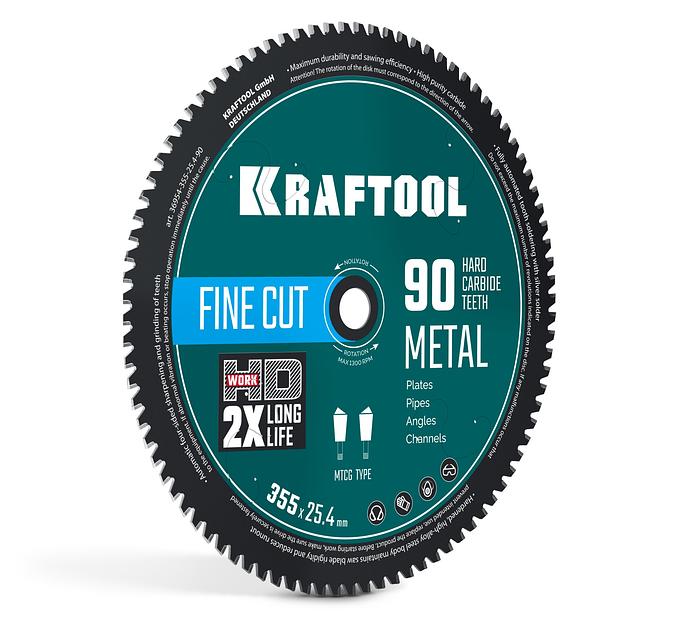 KRAFTOOL Metal Cut 355 х 25.4 мм, 90Т, диск пильный по металлу и стали (36954-355-25.4-90) фото 1