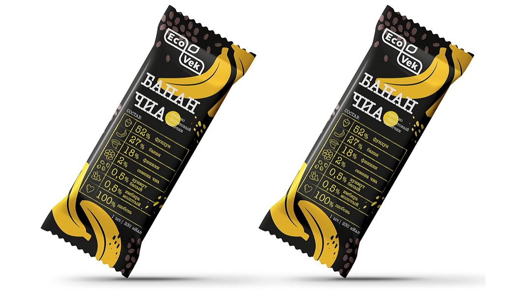 Батончик фруктово-ореховый EcoVek «Банан и чиа», 50 гр, 10 шт фото 1