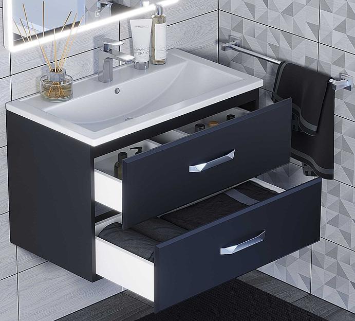 Тумба под раковину для ванной Uperwood Foster 80 см, подвесная, черная фото 2