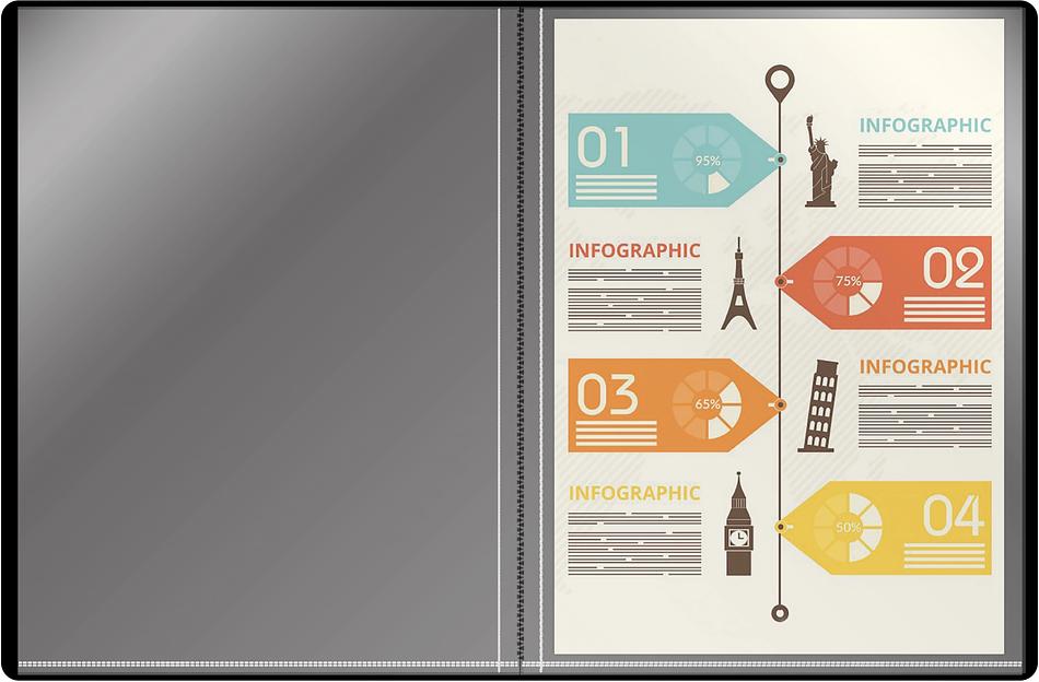 Папка с 10 прозр.вклад. Silwerhof Eco SE-V10BLK A4 пластик 0.5мм черный фото 2