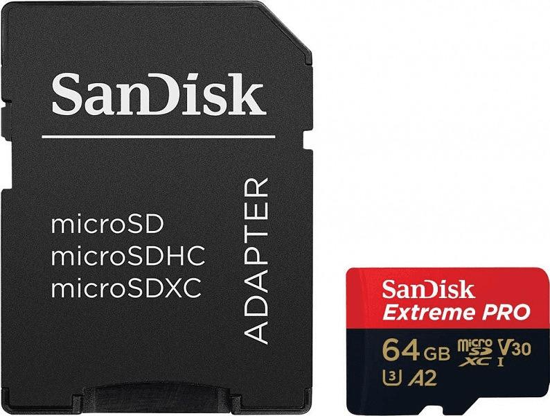 Карта памяти SanDisk Extreme Pro microSD UHS I Card 64GB for 4K Video on Smartphones, Action Cams & Drones 200MB/s Read, 90MB/s Write, Lifetime Warranty фото 1