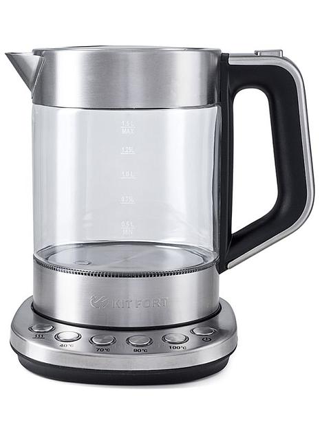 Чайник электрический Kitfort КТ-616 1.5л. 2200Вт серебристый/черный корпус: стекло/металл фото 3