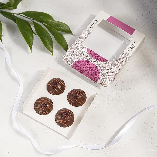 Конфеты Kreola «Трюфель клюква» в тёмном шоколаде ручной работы 4 шт, 85 ± 5 г, опт фото 5