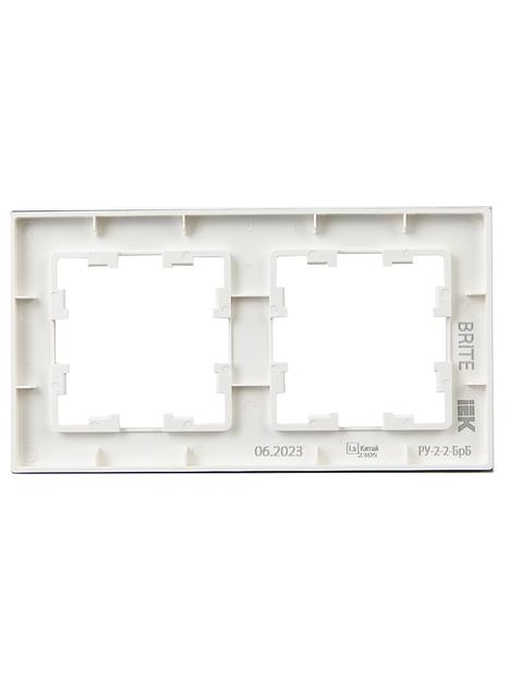 BRITE Рамка 2 поста РУ-2-2-БрБ стекло белый фото 3