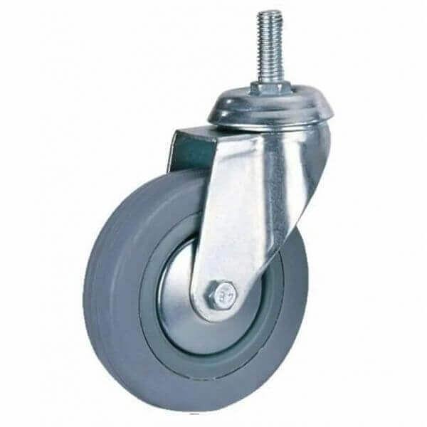 Колесо оцинкованное для уборочной тележки с резьбой, диаметр 75 мм, 405040 фото 1