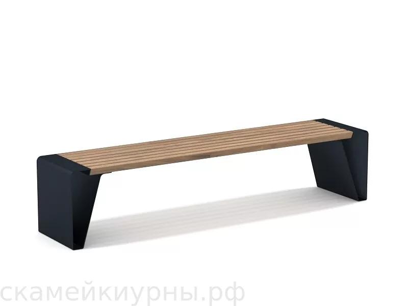 Металлическая скамейка парковая без спинки «Владивосток» ОПТ фото 1