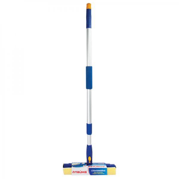 Стекломойка ЛАЙМА вращающаяся, телескопическая ручка 68-121 см, рабочая часть 25 см (стяжка, губка, ручка), Китай (601494) фото 1