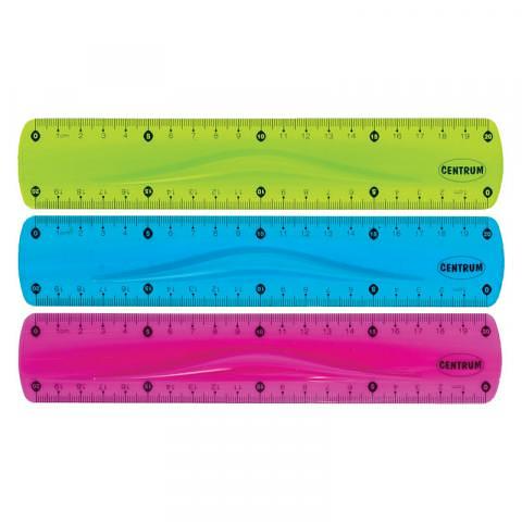 Линейка пластиковая, 20 см, гибкая, ассорти, Centrum фото 1