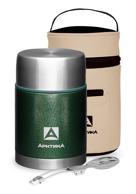 Термос для еды Арктика 306-800А 0.8л. зеленый с чехлом (306-800А/GRN) фото 1