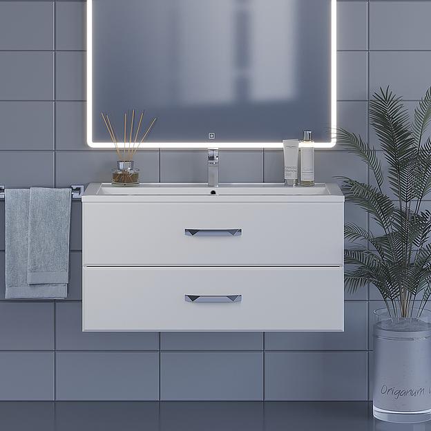 Тумба под раковину для ванной Uperwood Foster 100 см, подвесная, белая фото 1