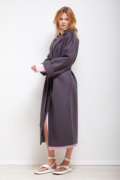 Женское демисезонное пальто деловое Mmoda серо-сиреневый, арт.2202551 фото 4