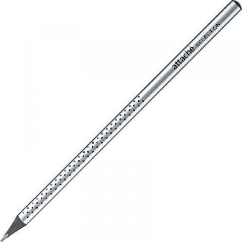 Карандаш простой HB, без ластика, заточенный, трехгранный, серебристый, Attache Selection Prime фото 1