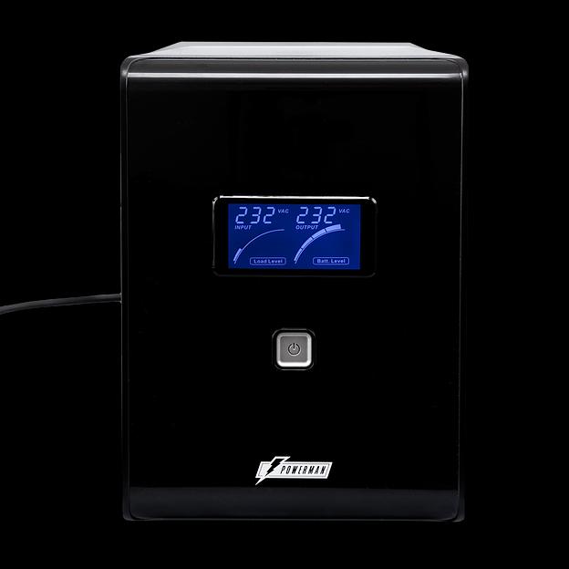 ИБП POWERMAN Smart Sine 2000, LCD, линейно-интерактивный, 2000ВА, 1400Вт, 4 евророзетки с резервным питанием, USB, батарея 12В 9Ач 2 шт., 380мм х 158мм х 198мм, 12.7 кг. UPS Powerman Smart Sine (POWERMAN Smart Sine 2000) фото 2