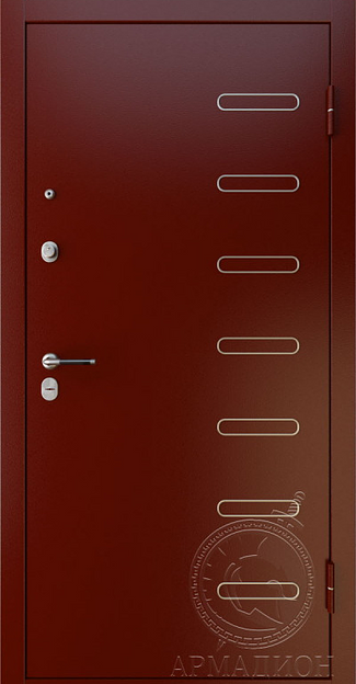 Дверь входная железная «Порто» шагрень вишня/чёрное серебро фото 1