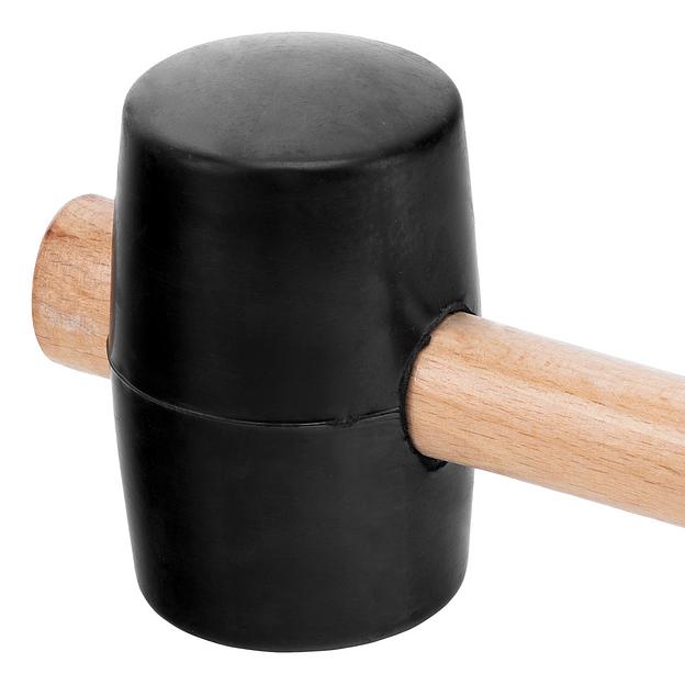 Киянка резиновая, 680 г, черная резина, деревянная рукоятка фото 2