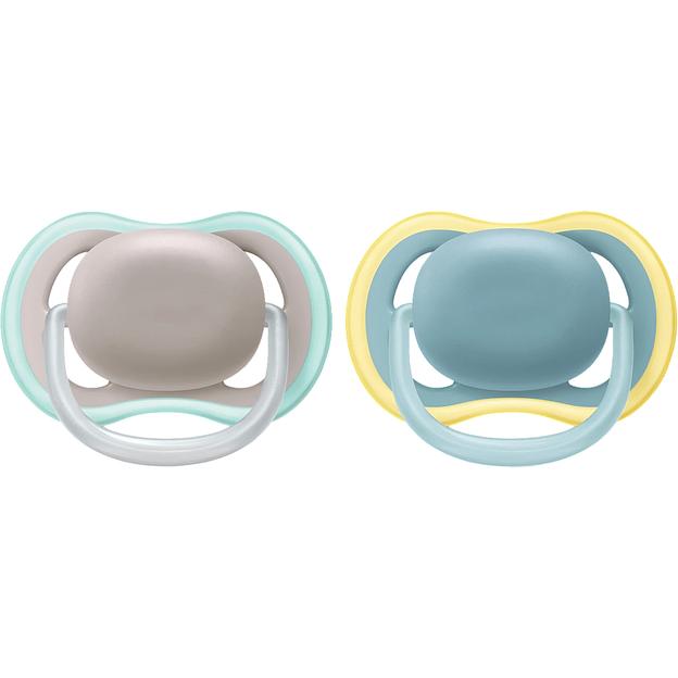Пустышка ultra air, Бежевый/Синий без рисунка, 18 мес+, 2 шт, нейтральная Philips AVENT SCF349/01 фото 2