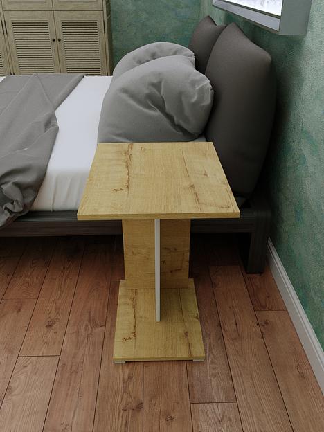 Столик журнальный Wood&Stone «Астион» белый, дуб бунратти 41.5×41.5×60 см фото 4