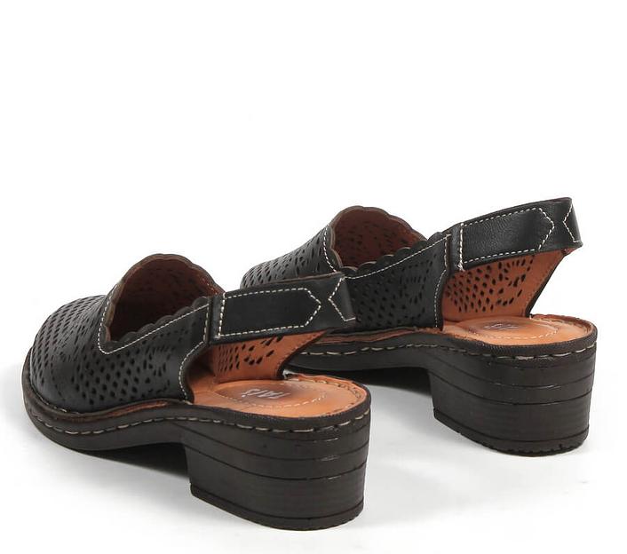 Босоножки женские из натуральной кожи на каблуке, арт.2023-23 чёрный ОПТ фото 8