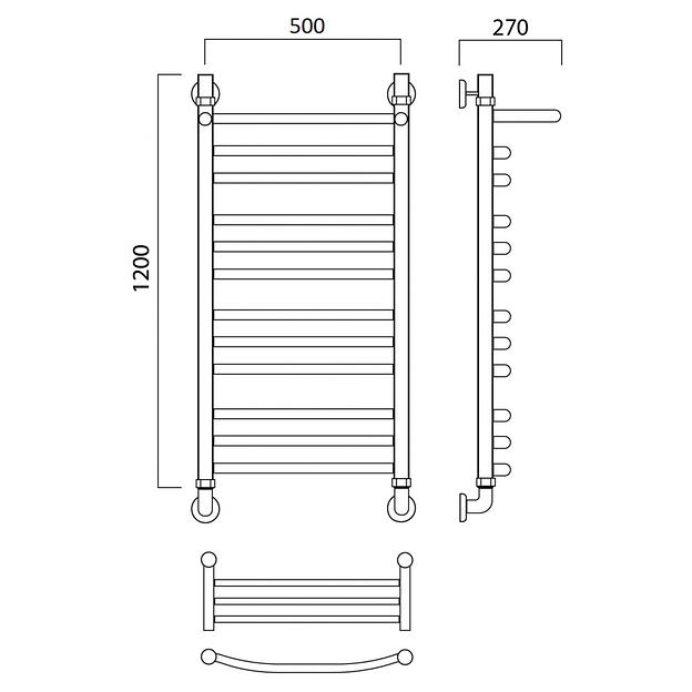 Полотенцесушитель водяной Роснерж Дуга L104110 120x50 с полкой групповой фото 2