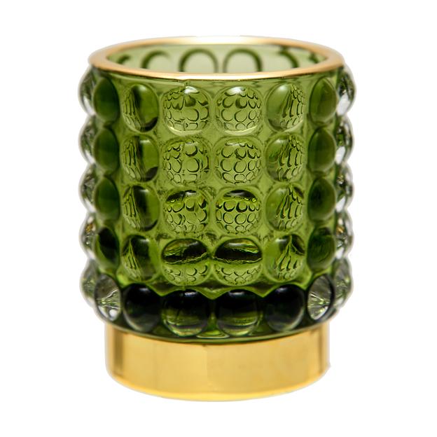 Декоративный подсвечник из цветного стекла, Д70 Ш70 В80, зеленый фото 1