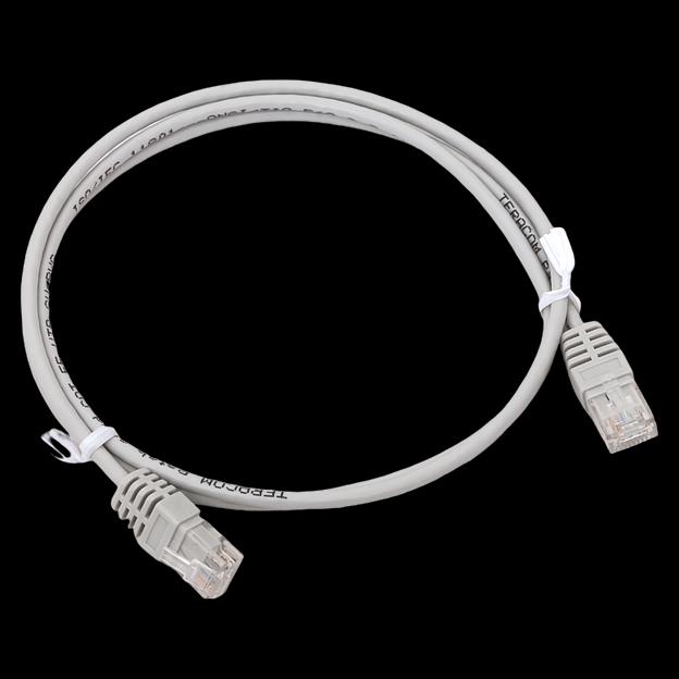 Патч-корд TERACOM Cat.5E (1Гбит/с) неэкранированный UTP оболочка PVC серый (1м) фото 1