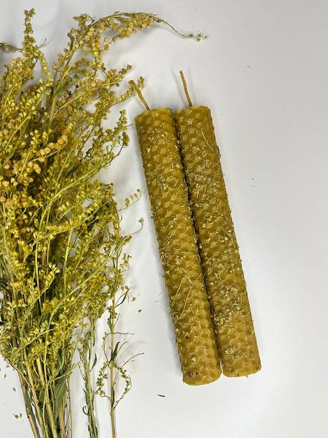 Свечи из вощины с золототысячником фото 1