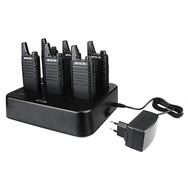 Рации Retevis R22622 с докстанцией. Комплект из 6 штук, черные фото 3
