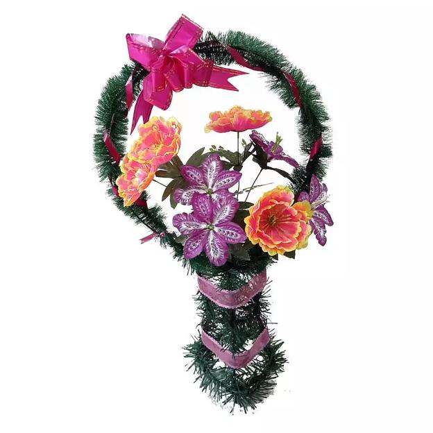 Рит-ная корзина Сунита (пионы,лилии) ф262-р100-Бнт-Лнт-з224-л47-д103-г532-г535 85см фото 3