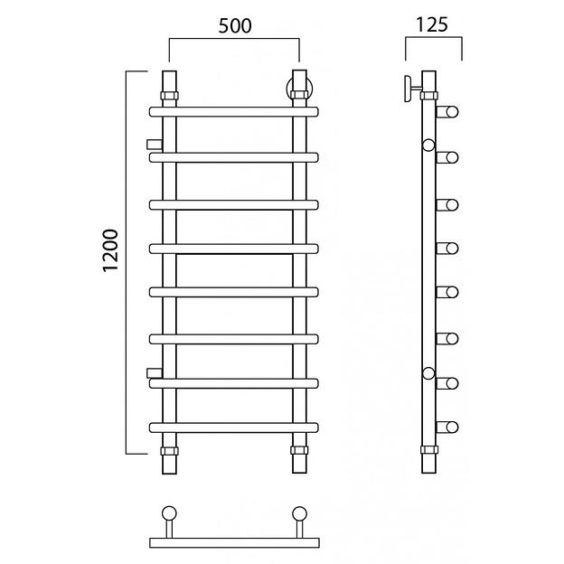 Полотенцесушитель водяной Роснерж Нео 1 L106001 120x50 с боковым подключением 700 фото 2