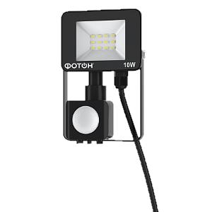 Прожектор светодиод. сетевой "ФОТОН" FL-10W6K65-PIR с датчиком движ (черный) фото 1