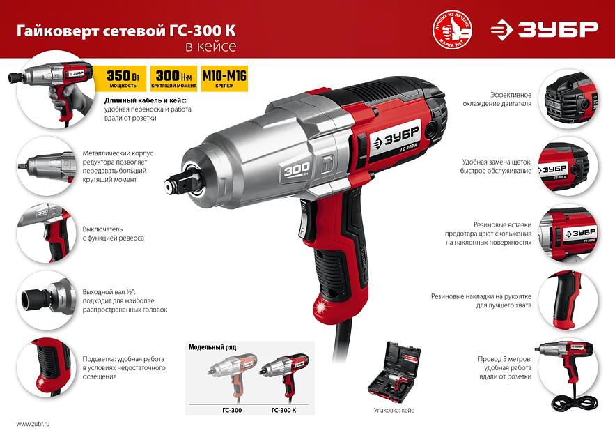 Ударный гайковерт электрический Зубр серия «Мастер» ГС-300 К 300 Нм 1/2" в кейсе ОПТ фото 5
