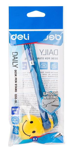 Ручка шариковая Deli EQ50-BL авт. на подставке 0.7мм резин. манжета синий/прозрачный синие чернила фото 5