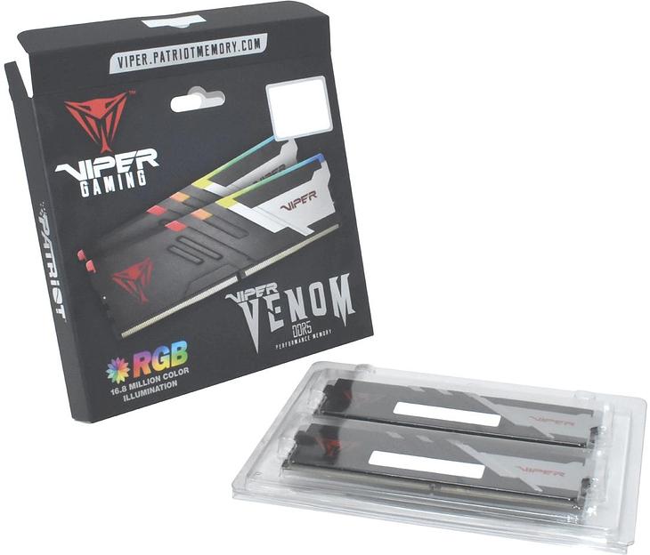 Оперативная память Patriot Memory Viper Venom RGB, DDR5, 64GB (2x32GB), 6000 MHz, CL30, с радиаторами, RGB, серебристый/чёрный фото 8