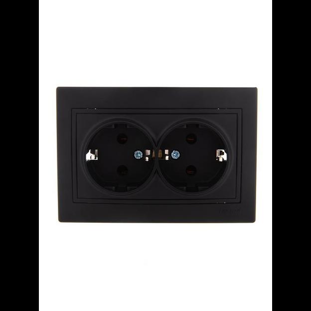 Розетка 2-м СП Mira 16А IP20 с заземл. керамика черн. бархат LEZARD 701-4242-127 фото 1